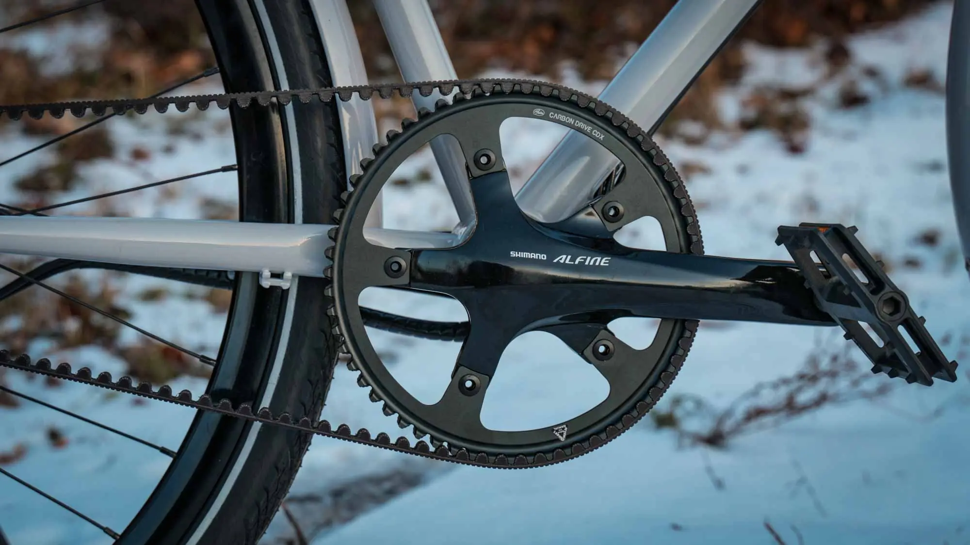 A Veloheld.lane in gray with Gates belt drive