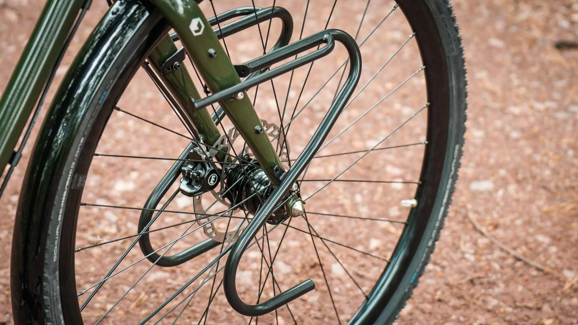 Front rack on the veloheld.alleyX for carrying luggage and bikepacking gear.